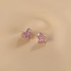 Brincos de Tarraxa com Zircônia Rosa Diamantada para Mulheres 2024 Novos Brincos Doces de Nicho Brincos de Tarraxa com Coração Rosa de Nicho
