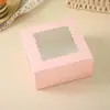 Cajas Pequeñas para Pasteles y Galletas de Papel Kraft Blanco con Ventana Transparente de 4*4*2.5 pulgadas, Cajas de Papel para Muffins y Tartaletas de Huevo