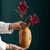 Jarrón Qiyun, un jarrón de cerámica retro para uso doméstico, adecuado para exhibir flores secas, plantas hidropónicas y como pieza decorativa para la sala de estar, la entrada, la sala de té o la mesa.