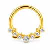 Anillo nasal cerrado sin costuras de aleación de titanio G23 con incrustaciones de circonita Zhenping, aro para tabique nasal y hueso de la oreja, joyería nasal finamente tallada F136