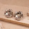 Pendientes Redondos Brillantes de Aguja Plateada Transfronterizos Europeos y Americanos Pendientes de Botón de Lujo Ligero de Gama Alta Pendientes para Mujer con Sentido de Diseño Nicho