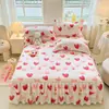 Saia de Cama Dupla Renda Transfronteiriça Conjunto de Três Peças Cobertura de Cama Espessa Antiderrapante Saia de Cama Cobertura de Cama de Peça Única Saia de Cama Atacado
