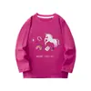 Suministro transfronterizo 2026 camiseta de manga larga para niños con bordado de unicornio de dibujos animados y arcoíris, camiseta de cuello redondo para niñas estilo europeo y americano