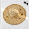 Sombrero de Playa de Paja Raffia Estilo Francés de Ala Ancha Sombrero de Protección Solar para Vacaciones en la Costa 2026 Nuevo Diseño Hueco Sombrero de Paja Parasol para Mujer