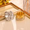 Moda europea y americana nuevo anillo geométrico multicapa con costuras huecas de diamante acero titanio chapado en oro de 18k anillo de temperamento de personalidad