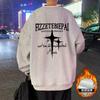 Suéter Gola Careca Masculino Outono e Inverno Forrado com Fleece Camisa Base Engrossada Estilo Americano Casal Solto Tendência Design Sense Jaqueta sem Capuz