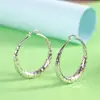Pendientes Elegantes de Moda Plateados de Personalidad Plata S925 Pendientes Martillados Huecos Europeos y Americanos Exagerados Exquisitos de Temperamento Pendientes Plateados
