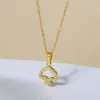 Explosões Transfronteiriças Colar Coração de Aço Titânio Feminino Simples Luxo Leve Sensação de Alto Padrão Outono e Inverno Cor de Nicho Joia Sem Cor