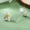 Brincos de Resina Coloridos de Cinco Pétalas com Design Doce e Refinado Acessório de Orelha Fashion de Alta Costura Francesa Versátil