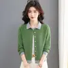 2026 Novo Cardigã de Tricô Espesso com Gola Lapela e Botões, Estilo Pequena Fragrância, Suéter Top Feminino Curto Versátil Casual que Reduz a Idade