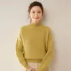 Suéter de cashmere com gola alta, novo suéter feminino para outono e inverno de 2026, base de fio floral, estilo doce, suéter de manga raglan solto