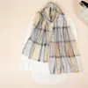 Nuevo Bufanda Chal Exterior de Moda Exclusivo Transfronterizo de Seda Dorada Cuadros Pequeños Casual Suave para Mujer
