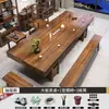 Conjunto de Cadeiras de Madeira Maciça em Laje Grande Nova Mesa de Centro Simples Chinesa Mesa Clássica de Escritório para Preparo de Chá Kung Fu Zen