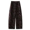 Jeans de mujer de alta gama hechos a medida con estampado de leopardo retro, otoño 2026, de cintura alta, adelgazantes, estampados, con una caída moderna