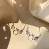 Collar de Alas de Ángel para Mujer Oro Rosa Lujo Ligero Diseño de Nicho Cadena para Clavícula Elegante Versátil Cadena para el Cuello Venta al por Mayor
