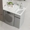 Gabinete de lavandería para balcón con fregadero integrado y tabla de lavar, gabinete para lavadora de carga frontal, combinación de gabinetes de baño, venta al por mayor de fábrica