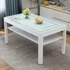 Juego de Mesa y Sillas de Comedor de Cristal Templado para Hogar Apartamento Pequeño Mesa de Comedor Rectangular Mesa de Comedor de Doble Capa Lujo Ligero Moderno Sencillo