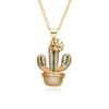 Collar de diseño de nicho europeo y americano transfronterizo, moda, simple, cactus, flor de amor, colgante, cadena para la clavícula, femenino