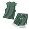 Conjunto de Chaleco y Camiseta sin Mangas para Hombre para Verano, Atuendo Deportivo Juvenil Fresco y Elegante de Dos Piezas