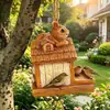 Nuevo producto transfronterizo: alimentador de pájaros de ardilla de resina, casa de pájaros colgante, decoración de jardín y exterior, pieza ornamental y regalo artesanal