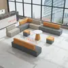 Sofá de recepção de escritório tira simples escritório recepção de negócios área de descanso de lazer combinação de sofá e mesa de centro couro