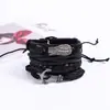 Pulsera Europea y Americana Retro Tejida Alas Piel de Vaca Pulsera Pulsera de Cuero Multicapa Traje Ancla de Barco Pulsera Náutica