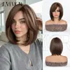 Peluca de Fibra Sintética Nueva Transfronteriza para Mujer, Peluca Completa de Verano, Peinado Bob Natural Realista, Raya en Medio, Peluca Completa Rejuvenecedora