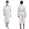 Bata Exclusiva para Hombre de Color Sólido Transfronteriza Cárdigan Fino Camisón Suelto Talla Grande Manga Larga Otoño Bata Brillante Saded
