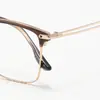 Nuevo Marco de Cejas para Hombre de Titanio Puro Estilo de Negocios Varilla Ultraligera Flexible Marco de Titanio Marco de Gafas con Recubrimiento Galvánico IP que Puede Ser Equipado con Lentes