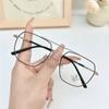 8785 Montura de gafas de doble haz de metal, moda en línea, popular, retro, montura grande para hombres y mujeres, montura de gafas adelgazantes