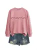 Amazon eBay Estação Independente Casual Simples Confortável Feminino Nova Mamãe Letra Fina Outono Inverno Manga Longa Camisa Moletom
