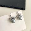 Aretes de Perlas Grises de Alta Calidad Estilo Lujo Ligero Francés para Mujer Diseño Nicho Retro de Alta Gama Aretes Versátiles Aretes