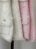 Chaqueta de punto tipo cárdigan de terciopelo imitación visón con abalorios para industria pesada, fragancia pequeña, nueva colección Otoño e Invierno 2025, tendencia para mujer