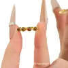 Anillo de Piedra Ojo de Tigre Maillard Estilo Xiaohongshu para Mujer, Anillo Exquisito de Diseño de Nicho para Dedo Índice, Anillo Versátil de Lujo Ligero