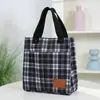 Bolsa de Lona Estilo Coreano, Bolsa de Almuerzo Cuadros Retro Japonés, Bolso de Mano Tote para Mamá, Bolso Cruzado Casual de Trabajo para Mujer