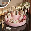 Bandeja Organizadora de Cosméticos Criativa de Luxo Rotativa 360 Graus Suporte de Armazenamento para Mesa de Escritório Porta-Batom Batom Vermelho Pincel de Maquiagem