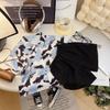 Traje de Verão para Meninos 2025 Roupas de Verão para Bebês Meninos Camisa Floral Fina Manga Curta Estampada Praia Crianças