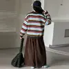 Conjunto de suéter a rayas para niña, colección primavera/otoño, nuevo estilo 2026, atuendo de otoño estilo coreano, pantalones de pierna ancha, conjunto de dos piezas, moderno y a la moda