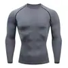 Mallas de Manga Larga de Secado Rápido Transfronterizas para Hombre, Entrenamiento, Running, Elásticas, Color Sólido, Deportes, Natación, Transpirables, Ropa de Fitness de Cuello Redondo