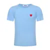 Camiseta de Marca Moderna Estilo Japonés Heyplay Corazón de Melocotón Unisex Cuello Redondo Algodón Puro Manga Corta Color Sólido Bordado Rojo Brillante Estilo Pareja