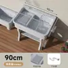 Fregadero de lavandería de piedra de cuarzo para balcón exterior con tabla de lavar integrada, diseño todo en uno para lavado de manos y lavado en el patio