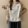Sudadera Fina de Comercio Exterior con Bloques de Color y Mangas Raglán, Cuello Polo con Media Cremallera para Mujer, Estilo Primavera y Otoño