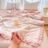 Colcha de verano de gasa de doble capa 100% algodón con estampado de encaje francés estilo coreano 2026 para madre y bebé, colcha fresca de verano estilo princesa fresca
