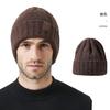 Otoño e invierno Nuevo gorro de punto de color sólido grueso con forro polar para hombre, sombrero cálido de ocio para exteriores, sombrero de lana para mujer que combina con todo