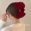Pinza para el cabello de lazo rojo de Año Nuevo para mujer, accesorios para el cabello, clip de terciopelo de doble cara de alta calidad, nuevo, pinza para el cabello de Festival de Primavera, clip de tiburón
