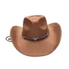 Amazon Sombrero Vaquero Occidental Cadena de Cabeza de Vaca de Lana Ala Curva Sombrero Jazz Sombrero Estilo Tibetano Vintage con Cuerda a Prueba de Viento Mayoreo