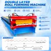 Máquina Prensadora de Tejas de Acero Color de Doble Capa, Equipo Grande para Tejas de Acero Color con Forma por Doblado en Frío, Máquina Prensadora de Tejas con Patrón de Ola de Agua