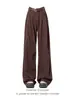Jeans Marrones Maillard de Cintura Alta Pierna Ancha para Mujer Otoño e Invierno 2024 Nuevos Pantalones Rectos Color Café