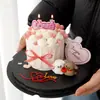 214 Feliz Día de San Valentín Decoración para Pastel Vela de Amor Tarjeta de Corazón Caucho Suave Línea de Arte de Pareja Adorno de Perro Inserto