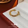 Anel aberto com zircônia banhado a ouro real, óleo drop, anel de dedo indicador de moda de luxo, pulseira elegante de alto padrão, atacado de fábrica